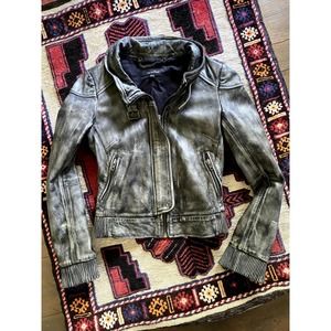 Muubaa Charcoal Leather Moto